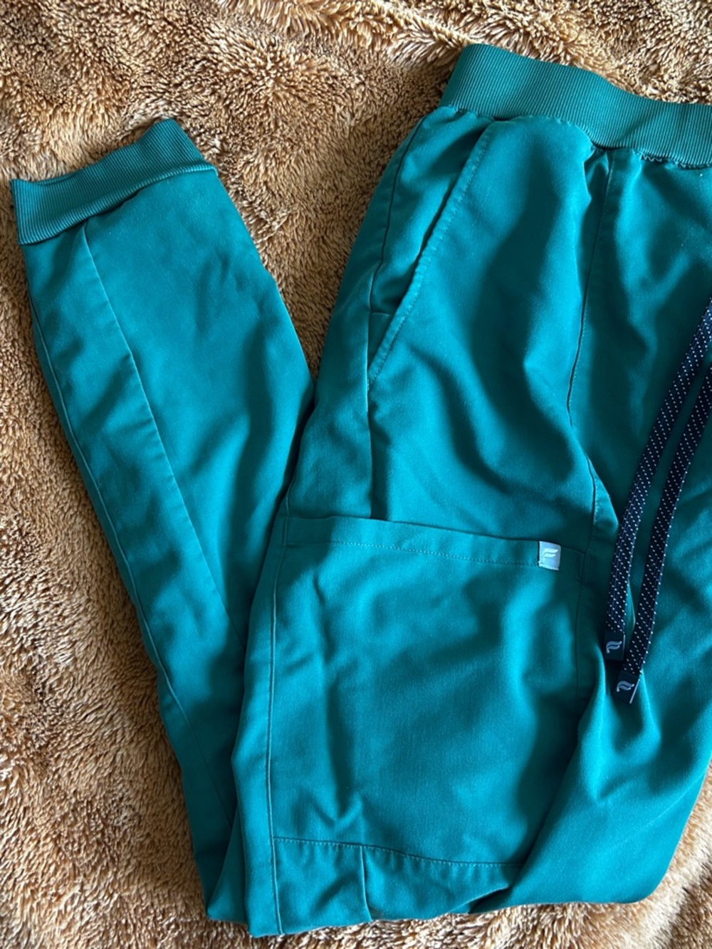 Hunter Green High Waisted Drawstring Jogger Scrub Pants
